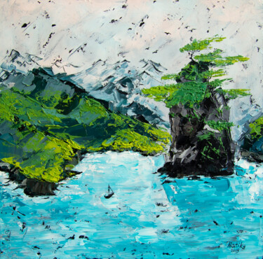 Schilderij getiteld "ROCKY MOUNTAINS. Ca…" door Natalia Korneeva, Origineel Kunstwerk, Olie