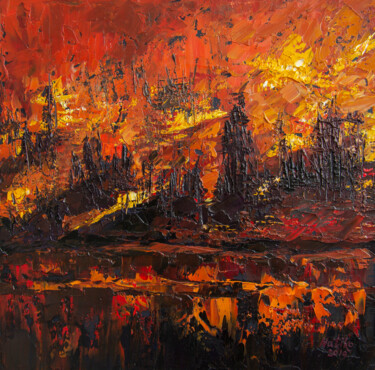 Malarstwo zatytułowany „CRYING FOREST OF SI…” autorstwa Natalia Korneeva, Oryginalna praca, Olej