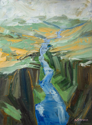 Painting titled "Landscape #2" by Natalia Korneeva, Original Artwork, Oil