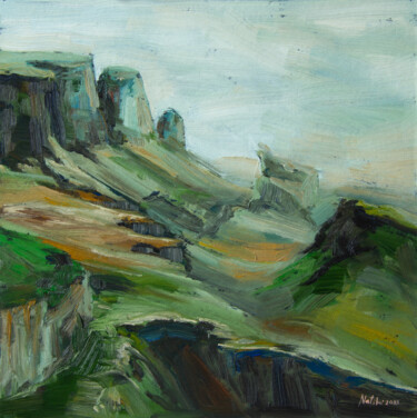Painting titled "Mountain #2" by Natalia Korneeva, Original Artwork, Oil