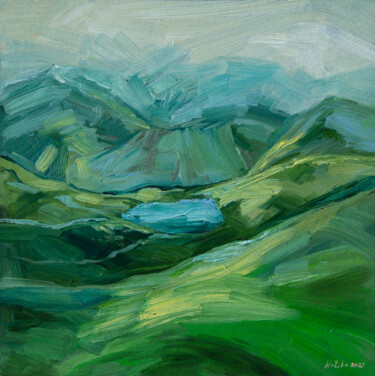 Картина под названием "Mountains #5" - Natalia Korneeva, Подлинное произведение искусства, Масло