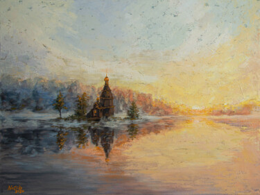 Malerei mit dem Titel "AT THE SUNSET OF FA…" von Natalia Korneeva, Original-Kunstwerk, Öl