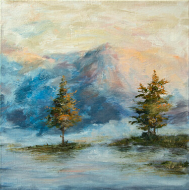 Painting titled "TREES. Canvas 1. 40…" by Natalia Korneeva, Original Artwork, Oil