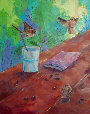 Peinture intitulée "AFTER A PICNIC. Can…" par Natalia Korneeva, Œuvre d'art originale, Huile