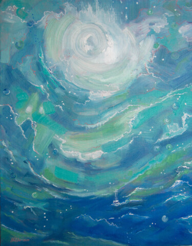 Painting titled "LIGHT OF THE SEA, 3…" by Natalia Korneeva, Original Artwork, Oil