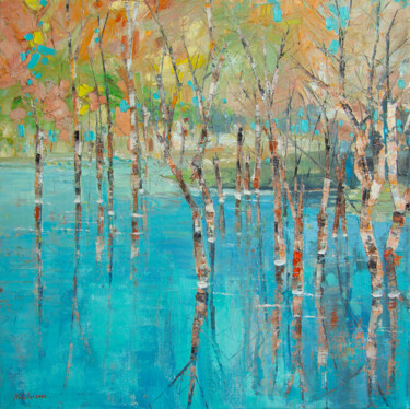 Malerei mit dem Titel "WITHERED TREES, 40x…" von Natalia Korneeva, Original-Kunstwerk, Öl