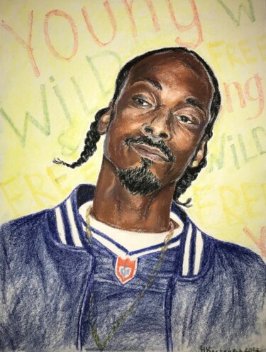 Ζωγραφική με τίτλο "Snoop Dogg" από Natalia Kostrova, Αυθεντικά έργα τέχνης, Παστέλ