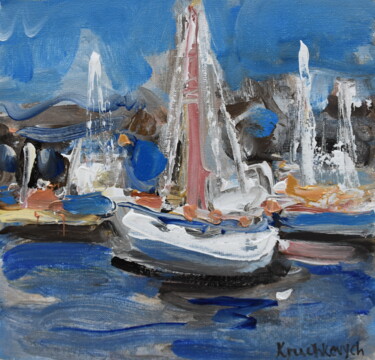 Pittura intitolato "The boats" da Natalia Kruchkevych, Opera d'arte originale, Acrilico
