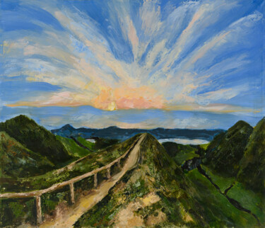 Картина под названием "Дорога в горах" - Natalia Kurmaeva, Подлинное произведение искусства, Масло