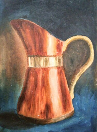 Painting titled "Сopper jug" by Nataliia Kuropiatnikova, Original Artwork, Oil