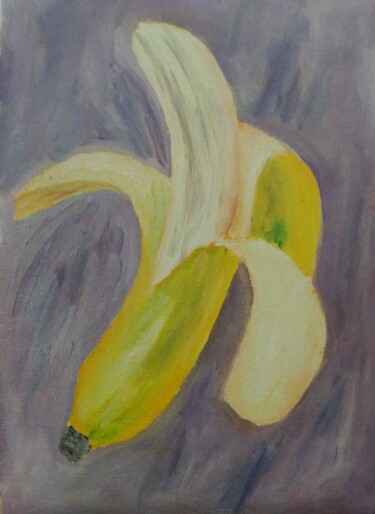 Painting titled "Banana" by Nataliia Kuropiatnikova, Original Artwork, Oil
