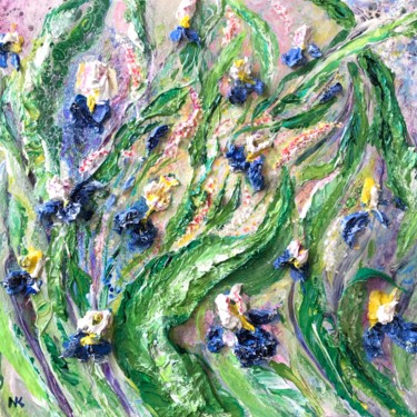 Painting titled "Dancing Irises" by Natalia Kutova, Original Artwork, Acrylic
