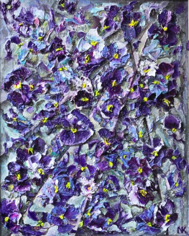 Painting titled "Feeling in Purple" by Natalia Kutova, Original Artwork, Acrylic Mounted on Wood Stretcher frame