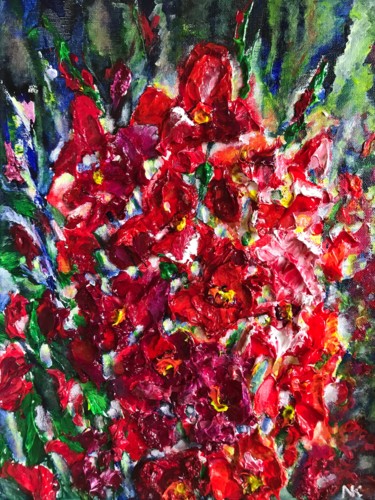 Painting titled "Passion in Red" by Natalia Kutova, Original Artwork, Acrylic