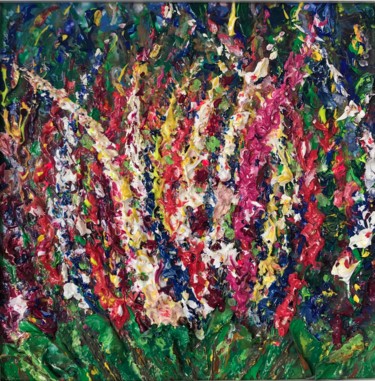 Painting titled "Vibrant Lupine" by Natalia Kutova, Original Artwork, Acrylic