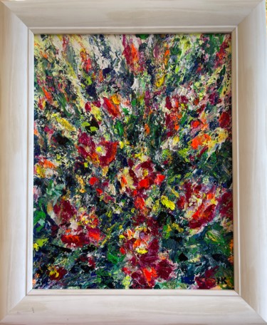 Painting titled "Floral Abstract in…" by Natalia Kutova, Original Artwork, Acrylic