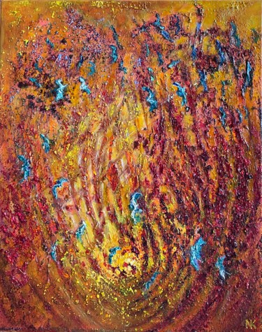 Malarstwo zatytułowany „Sunset Flight” autorstwa Natalia Kutova, Oryginalna praca, Akryl Zamontowany na Drewniana rama noszy