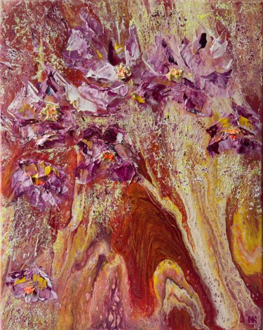 Картина под названием "Sunset Magnolia Bre…" - Natalia Kutova, Подлинное произведение искусства, Акрил Установлен на Деревян…