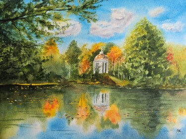 Painting titled "Autumn park" by Natalia Kuznetsova, Original Artwork, Watercolor