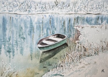 Malerei mit dem Titel "Winter's tale" von Natalia Kuznetsova, Original-Kunstwerk, Aquarell