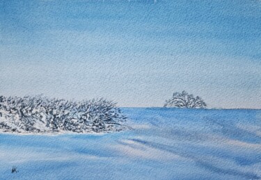 Malerei mit dem Titel "Snowy sea" von Natalia Kuznetsova, Original-Kunstwerk, Aquarell