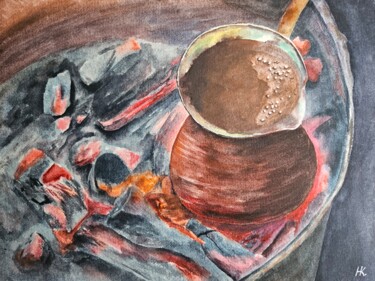Pittura intitolato "Turkish coffee" da Natalia Kuznetsova, Opera d'arte originale, Acquarello