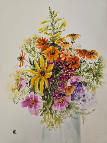 Painting titled "Bouquet" by Natalia Kuznetsova, Original Artwork, Watercolor