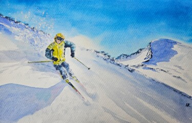 Painting titled "On the mountain" by Natalia Kuznetsova, Original Artwork, Watercolor