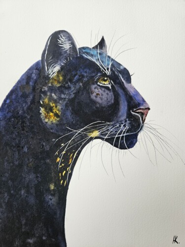 Картина под названием "Panther" - Natalia Kuznetsova, Подлинное произведение искусства, Акварель