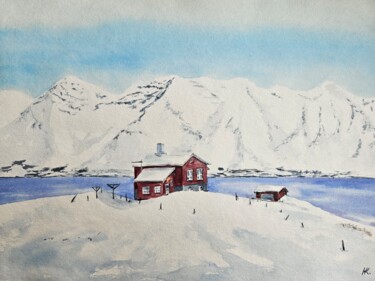 Painting titled "Winter silence" by Natalia Kuznetsova, Original Artwork, Watercolor