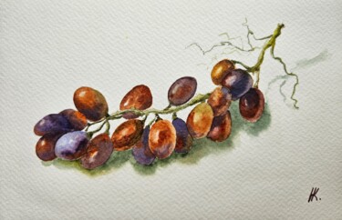 Painting titled "Bunch of grapes" by Natalia Kuznetsova, Original Artwork, Watercolor