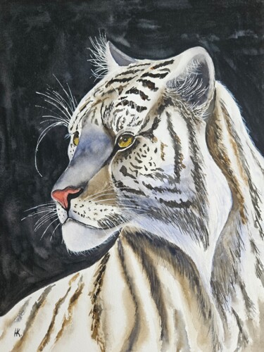 Pintura intitulada "Bengal tiger" por Natalia Kuznetsova, Obras de arte originais, Aquarela