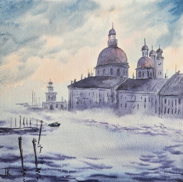 Malerei mit dem Titel "Venice in the fog" von Natalia Kuznetsova, Original-Kunstwerk, Aquarell