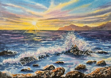 Painting titled "Provato Bay" by Natalia Kuznetsova, Original Artwork, Watercolor