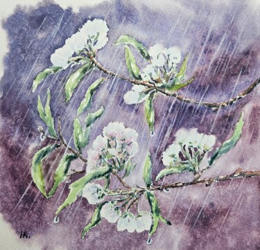 Painting titled "Under rain" by Natalia Kuznetsova, Original Artwork, Watercolor