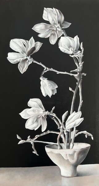 Painting titled "Magnolia" by Natalia Largina, Original Artwork, Oil