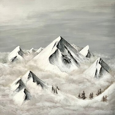 Malarstwo zatytułowany „Mountains above the…” autorstwa Natalia Lobanova, Oryginalna praca, Akryl