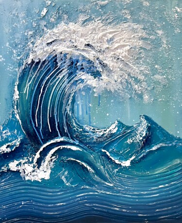 Painting titled "Sea wave" by Natalia Lobanova, Original Artwork, Acrylic