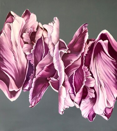 Painting titled "Dancing tulip #2" by Natalia Lugovska, Original Artwork, Oil