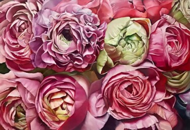 Картина под названием "Ball of Flowers" - Natalia Lugovska, Подлинное произведение искусства, Масло