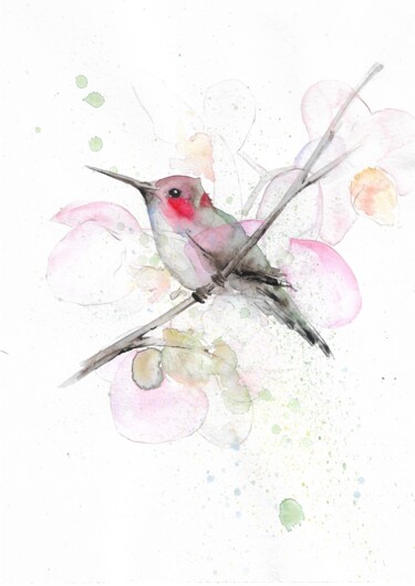 Painting titled "bird 3" by Natalia Mariamova, Original Artwork, Watercolor