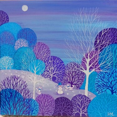 Картина под названием "Зимний сон" - Наталия Машкина, Подлинное произведение искусства, Акрил