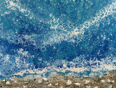 Painting titled "Blue Ocean Love" by Natalia Mcmillian, Original Artwork, Acrylic