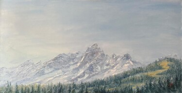 Schilderij getiteld "Monte Civetta Alpen…" door Natalia Mikhaylina, Origineel Kunstwerk, Olie