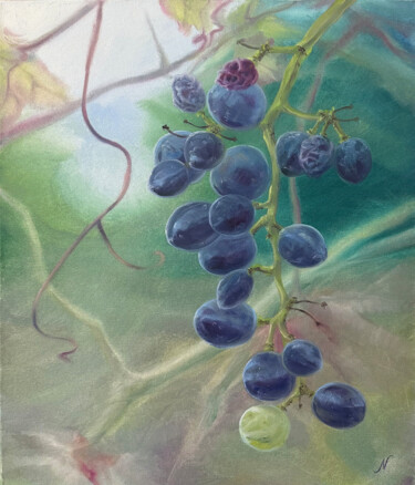 Painting titled "Cabernet Song" by Natalia Mikhaylina, Original Artwork, Oil Mounted on Wood Stretcher frame