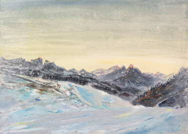 Schilderij getiteld "Winter Alps" door Natalia Mikhaylina, Origineel Kunstwerk, Olie