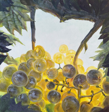 Painting titled "Malvasia grape" by Natalia Mikhaylina, Original Artwork, Oil Mounted on Wood Stretcher frame