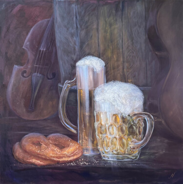 Painting titled "Beer music" by Natalia Mikhaylina, Original Artwork, Oil