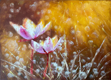 Malerei mit dem Titel "Snowdrops" von Natalia Mikhaylina, Original-Kunstwerk, Öl