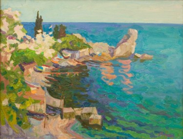 Pittura intitolato "Riviera.  Oil on ca…" da Natalia Pliss, Opera d'arte originale, Olio